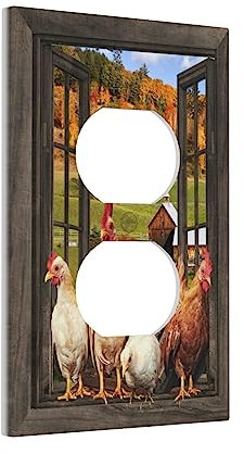Farm Chicken Country Farmhouse Finestra 1 Gang Presa Elettrica Coperture Singolo Duplex Piastra da Parete Decorativa Presa Interruttore Della Luce Cove per Bagno Camera Da Letto Decorare