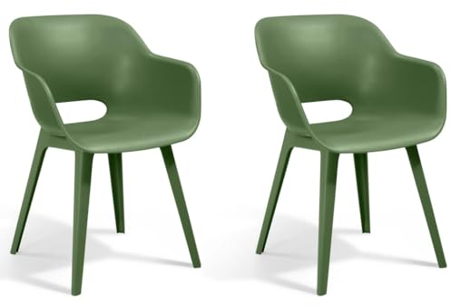 Keter Gartensessel Akola, olivgrün, 2er Set, Kunststoff, 56.7 x 55.8 x 80.1 cm
