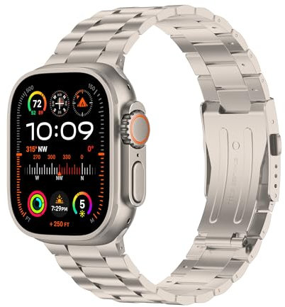 iitee Pulseras de metal ajustables compatibles con Apple Ultra Watch de 49 mm para mujeres y hombres, correa de negocios de acero inoxidable mejorada para iWatch Series 9 8 SE 7 6 5 4 4, Titanium,