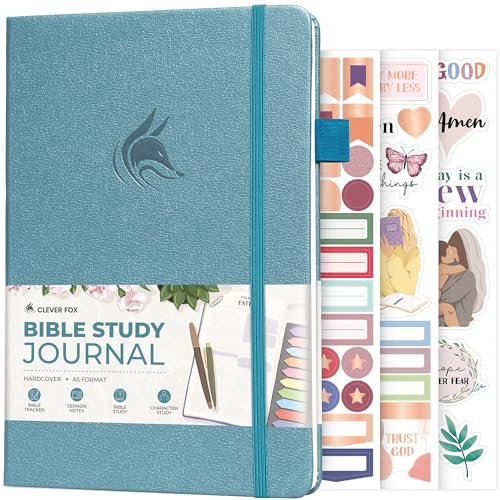 Clever Fox Tagebuch für Bibelstudium, Kirchennotizen, Notizbuch, Notiz- und Journaling-Set, religiöse Geschenke und Zubehör (Aquamarin)