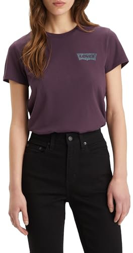 Levi's Femme The Perfect Tee T-Shirt, Polka Dot Shine Outline BW Plum Perfect, XS