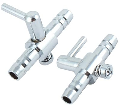 CAPASTEC Air Pump Control Valve, Stainless Steel Single Way Air Valve Distributor for Aquarium Pump, 1.2x 0.83x 0.31inch (Silver Tone 2pcs)