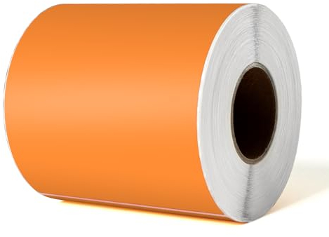 YIKIADA Orange Thermo-Etikett Vinyl 150 × 100 mm Rolle Perforierte Selbstklebend Thermodirekt Aufkleber Wasserdicht Versandetikette für Barcode QR Code 250 Stück