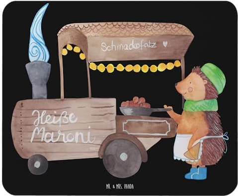Mr. & Mrs. Panda Mauspad Igel Maronen - Geschenk, pc, Duft, Kastanien, Mousepad, Mouse Pad, Weihnachtsmarkt, computermatte, Weihnachten