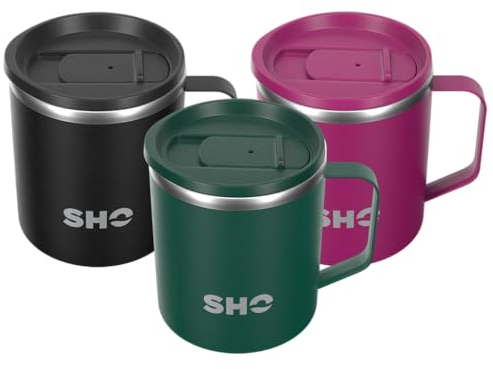 SHO Flexi - Ultimate Insulated Stainless Steel Reusable Coffee Mug - 4 Hours Hot, 8 Hours Cold - 370ml - BPA Free (Forest Green, 370ml)
