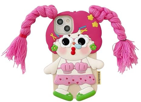 SGVAHY iPhone 15 Case Cute Kawaii 3D Cartoon Bikini Soft Silicone Braid Shockproof Protective Cover for Kids Girls