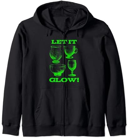Let It Glow! Glowing Glassware Green Glowing Uranium Glass Zip Hoodie