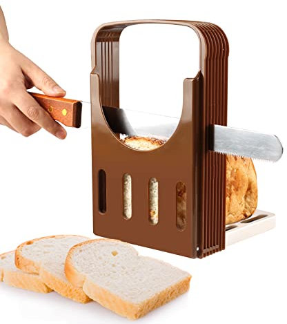 Cortadora de Pan Ajustable con 4 Espesores, Herramienta Plegable para Sandwichera