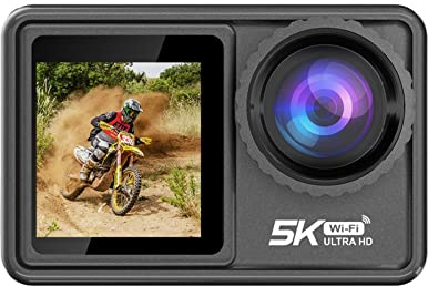 nmbhus Action-Kamera, austauschbares Objektiv, 48 MP, Zoom, elektronische Action-Kamera für Vlog (128G, Action-Kamera 5 K B)