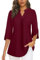 Flikity Blouses for Women UK Plus Size Women's Blouses & Shirts Business Attire Work Office Clothes V Neck Ladies Tops Formal Wear Spring Fall Loose Tunics Tops Shirts Wine Red XX-Large