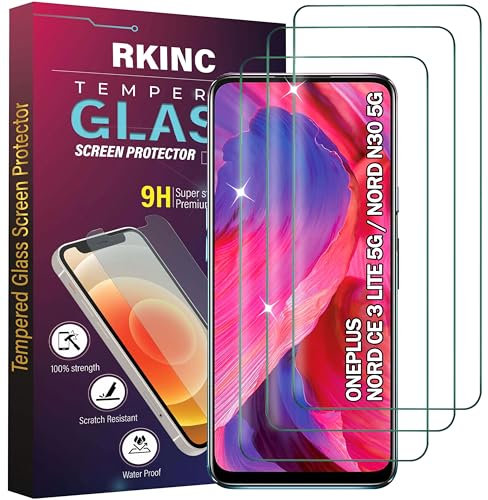 RKINC Verre Trempé [Lot de 3] pour OnePlus Nord CE 3 Lite 5G, OnePlus Nord N30 5G, Film Protection écran, Dureté 9H 0,33 mm HD Glass [sans Bulles d'air][Résistant aux rayures][Garantie à vie]