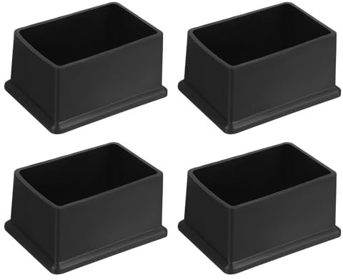 QUARKZMAN 4Pcs Embouts de Pieds de Chaise Carrés en PVC, 60mm x 40mm OD, Noirs, pour Protéger Les Pieds de Meubles, Les Tables et Les Sols