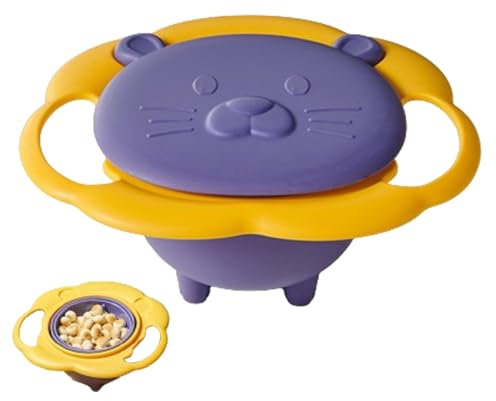 Tazón antiderrame, cuenco de PP antiderrames, reutilizable para bebés, lavable en lavavajillas, cuenco giratorio de 360 grados ecológico para aperitivos y comidas sin derrames