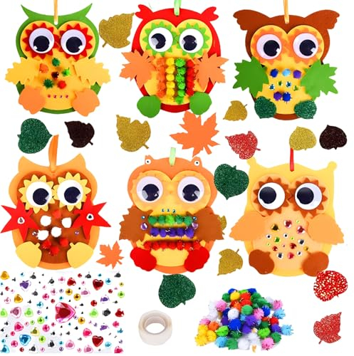 Filz Bastelset für Deko, 6 Stück Eule Bastelset für Kinder, Herbst Basteln für Kinder, Eule Bastelset, Thanksgiving Filz Bastelset, Filz Herbst Bastelset, für Herbst Thanksgiving Handwerk Präsentiert