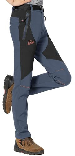 Rdruko Skihose Damen Wasserdicht Softshellhose Winter Gefüttert Winterhose Warme Outdoorhose Winddicht Wanderhose Thermo Trekkinghose Snowboardhose (Kühles Grau, L)