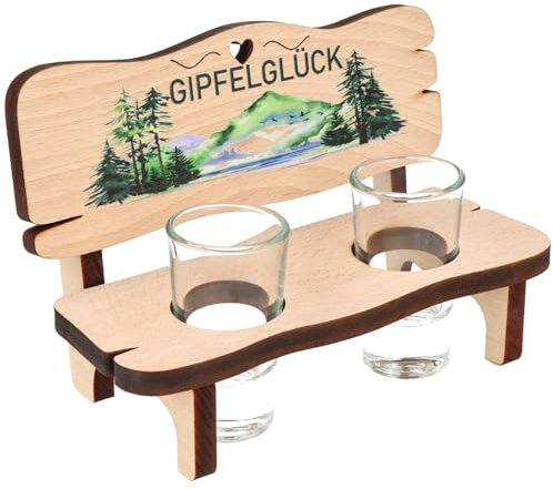 Spruchreif | Schnapsbank mit Farbdruck und 2 Gläsern | Geschenk zum Geburtstag | Geschenk Wanderer