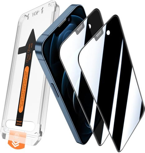 JEHOO 2 Pack for iPhone 12 Pro Max Privacy Screen Protector, Auto-Dust Removal, Full Coverage Premium 9H Tempered Glass, Anti-Scratch, Anti-fingerprint, Bubble-Free with Auto Alignment Install Frame