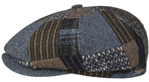 Stetson Hatteras Flatcap Patchwork Herren Made in EU Winter braun-blau L (58-59 cm)
