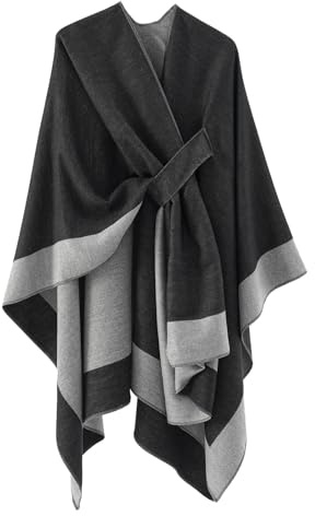 Zetieny Damen Poncho Cape Elegant Schalwickel Strick Cardigan Open Front | Wendbarer Schal, Warmer, Weicher Stoff, Für Alltag, Büro, Hochzeit, Reisen mit Frontschlaufe, Robuste Nähte, Übergröße