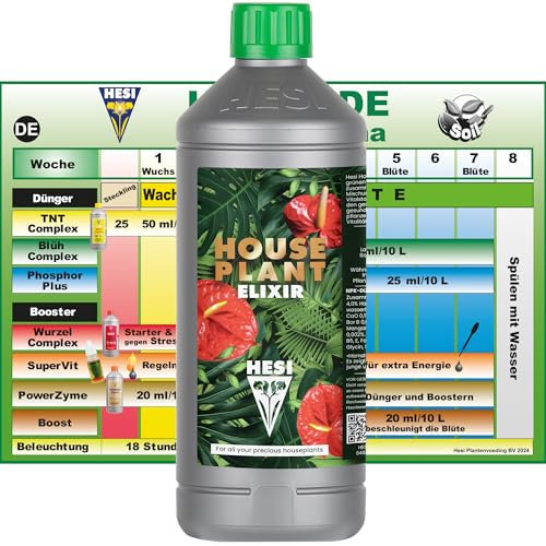 Hesi Houseplant Elixir 1L – Hochwirksamer Dünger für Zimmerpflanzen - Pflanzendünger für gesunde Wurzeln & kräftiges Wachstum - HPE Dünger Hesi für alle Zimmerpflanzen - Ideal für Topfpflanzen