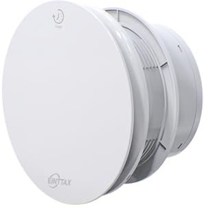 EINTTAX 4 Inch 100mm Silent Bathroom Extractor Fan with Timer and Round Baffle, 95m³/h Powerful Bathroom Fan, Wall/Window Mounted Extractor Fan for Kitchen Bathroom Toilet, 12W, IPX4 Waterproof