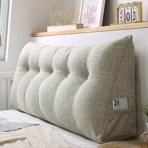 120*50*20cm Rückenkissen,Dreieckigen Kissen,Lendenkissen,Abnehmbarem | Keilkissen für Bett und Sofa geeignet, Kissen mit waschbarem Bezug und praktischem Seitenfach,Autumncolor