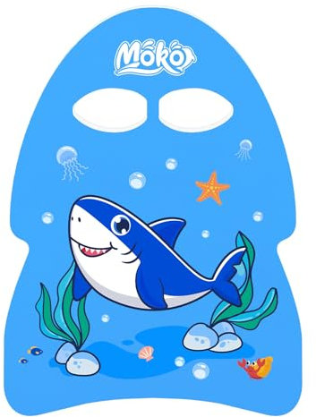 MoKo Kinder Schwimmbrett, Schwimmen Kickboard Trainingsausrüstung mit Griffen Schwimm Cartoon Swim Float Schwimmtrainingsausrüstung Schwimm Board für Kinder Jungen Mädchen, Blauhai