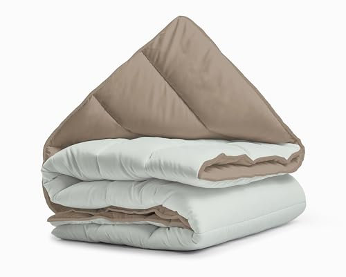 Sleeptime Bettdecke - Cremefarben/Braun - 240 x 200 - Waschbare Bettdecke - 4 Jahreszeiten - Anti-Allergene Steppdecke