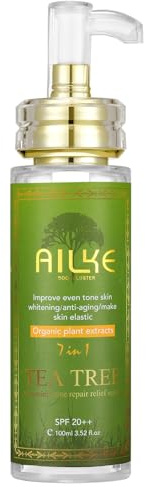 AILKE Teebaumöl Whitening Serum, Tiefenreine Haut, reduziert Akne, Pickel, dunkle Flecken, mit Vitamin E/C/B3, Anti-Aging, gleichmäßiger Hautton, für Gesicht & Körper, 100 ml (1 Stück)
