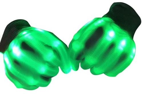 Halloween Leuchthandschuhe - Leuchtende Handschuhe mit 7 Beleuchtungsmodi, lustiges Geschenk für Mädchen und ideal für Ostern, Halloween, Weihnachten und Geburtstage, lustige Partyzubehör