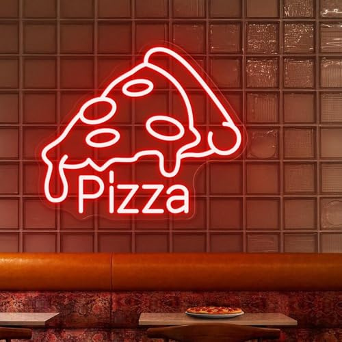 Xusdamyj Pizza Open Neon Schild, Pizza Shop Schild, Pizza Shop Fenster Offen Schild, Individuelles Offenes Geschäftsschild, Restaurant Offen LED Licht, Pizza Wandschild