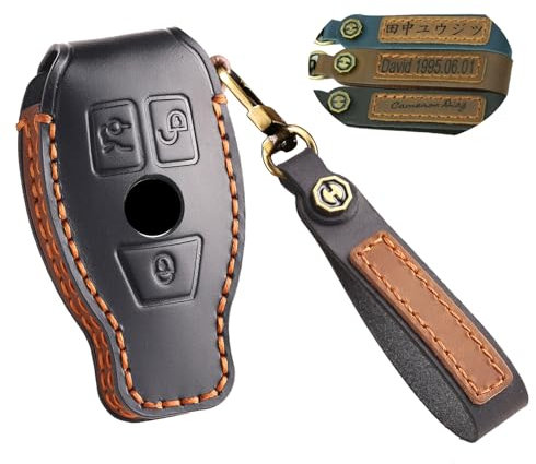 HIBEYO Personalisiert Schlüsselanhänger Passt für Mercedes A B C E S G Klasse CLS GLA GLC GLE SL SLK Viano Schutzhülle Auto Schlüsselhülle Schlüsselgehäuse Schlüsselbox Fernbedienung Geschenk-Schwarz