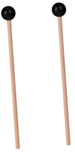 MUELODSIC 2stücke Holzschlägel Mit Holzgriff Für Xylophon Und Trommeln Stahl-trommelschlägel Für Marimbas Und Glocken Tragbare Gummischlägel Für Präzises Spielen