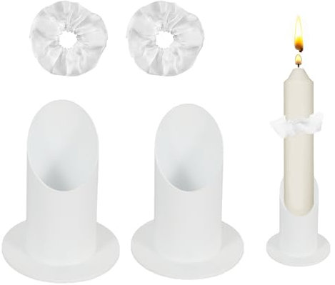YKHSUAOU 2 Stück Kerzenständer Kommunionkerze, Kerzenständer Taufkerze, mit Tropfschutz Kommunionkerze, für Taufkerze Taufkerzenhalter Taufkerzenständer Stabkerze Kerzen Weiß