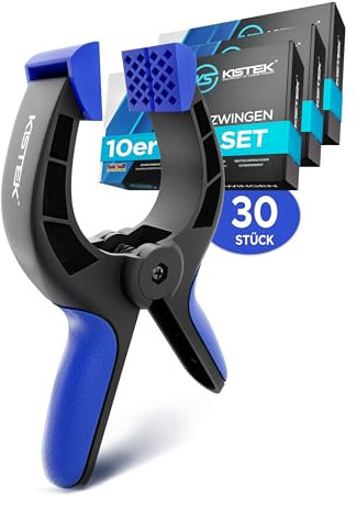 KISTEK® Klemmzwingen Set [30 Stück] - Federklemmen mit über 8cm Spannweite und starker Spannkraft - Klammern zum Leimen von Holz, Metall, etc. - Ideal zum Klemmen bei Fotografie, Pool & Werkstatt