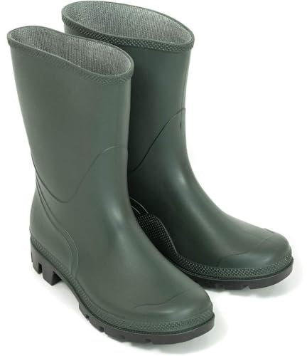 Generico STIVALI DA LAVORO PVC BASSO GOMMA VERDE IMPERMEABILI AGRICOLTURA CACCIA PESCA N.41-46 (VERDE, Sistema Taglie Calzature EU, Adulto, Numero, Media, 42)