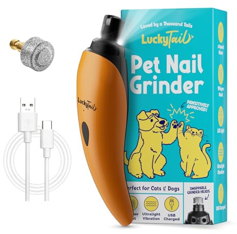 LuckyTail Pet Nail Grinder for Dogs and Cats - Orange