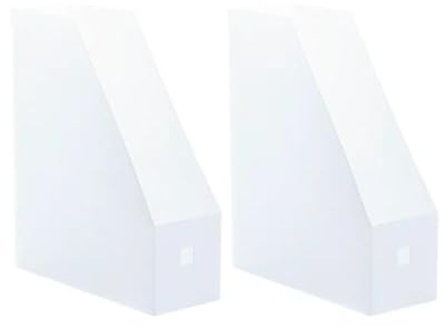 WKAYsIV 2 Pack Magazine Organizer - Plastic File Holder Rack for Notebooks, Documents, Folders - Space-Saving Storage for Offices, Home, School (White)