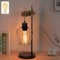 ZMH Retro Tischlampe 1 flammige Vintage Nachttischlampe Wohnzimmer mit 4W 2200K E27 Leuchtmittel Tischleuchte im Industrial Design aus Metall und Holz - Schwarz - inkl. Schalter