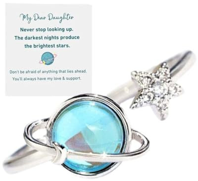 JchEnye 1 verstellbarer Anti-Stress-Ring - Universum-Dreh-Ring mit Planeten- und Sternen-Motiv – Geschenk für Familie & Freunde