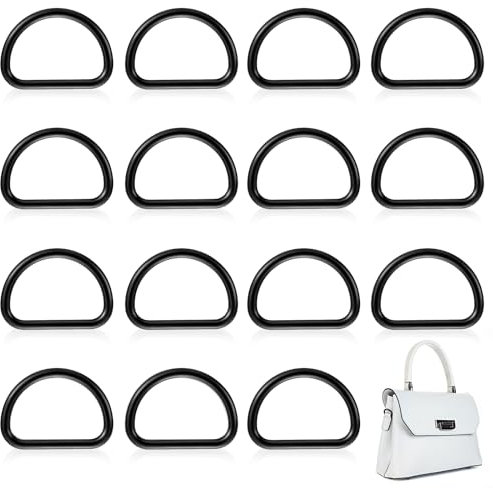 Tyqour 12 Stück D Ringe 25mm Halbrunder Schwarz D-Ring Metall D Ring 25mm Schnalle Klein D-Ringe Schwarz D-Ringe aus Zinklegierung für Tasche, Schnalle, Gurte, Rucksack, Bastelzubehör, Karabiner