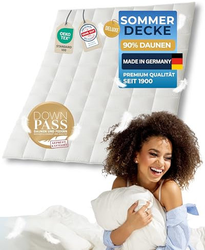 nøvera Daunendecke 135x200 Deluxe - Made in Germany | Traumhaft flauschig - 90% Daunen 10% Federn | Bettdecke 135x200 - Allergiker geeignet | Daunenbettdecke | Sommerdecke | Federbettdecke | Oeko-Tex