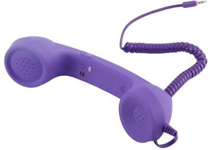 EIMSOAH Vintage Retro -Telefonmikrofon, Strahlungsnachweis Mobilfunkempfänger, 90er Retro -Telefon -Mobilteil für Mobiltelefon, Festnetzheline mit 3,5 Mm Sockel (Lila)