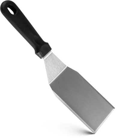 Metal Stainless Steel Spatula Set, Includes Scraper, Pancake Flipper, and Hamburger Turner for Griddle BBQ Grill and Flat Top Cooking.