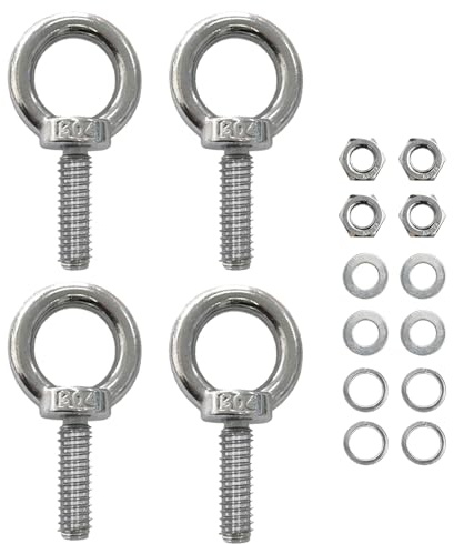 4 Piezas Pernos de Ojo M10*30 MM en Acero Inoxidable 304, Tornillo de Ojo de Elevación, Cáncamo de Acero Inoxidable Métrico, Cancamos Cerrados con Tuercas y Arandelas (M10*30mm)