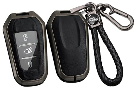 Rondrive Schlüsselhülle Autoschlüssel Hülle mit Schlüsselanhänger passt für Opel Mokka B Corsa F Astra L Combo 2020-2025 2026 Zubehör 3 Tasten Key Cover Metall Schutz vor Kratzern Schlüsselgehäuse