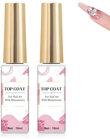No Wipe Gel Top Coat, Ultra Thin Top Coat Nail Polish Gel, 2PCS | Crystal Clear, with Fine Brush Head, Perfect for Nail Art Decorations