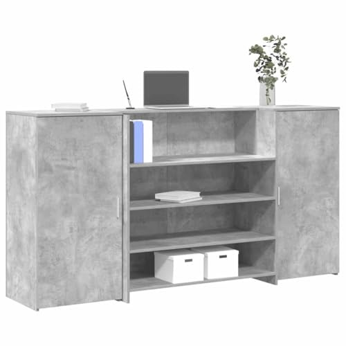 sephironlbb Empfangstheke Betongrau 200x50x103,5 cm, Holzwerkstoff, mit Tresen, vielseitig für Büro und Praxis