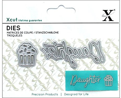 Xcut Mini Sentiment Die Daughter 2 Pieces, Carbon Steel Art & Craft Carbon Cutting Tool Supplies, Beautiful Decoration, Card Making Gift Tag, Wrapping, Scrapbooking, Invitations, Crafters Companion