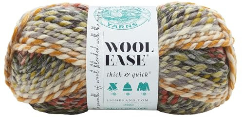 Lion Brand Yarn Wool-Ease Thick & Quick, Super Bulky Wool Blend Yarn for Knitting, Crochet, and Crafts, Coney Island, 1 Pack